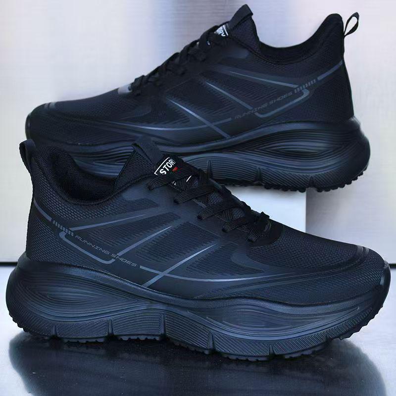 Brandneue wasserdichte Leder-Sneaker für Herren, superleicht, rutschfest, weiche Sohle, vielseitig für Fitness und Laufen, Schwarz.