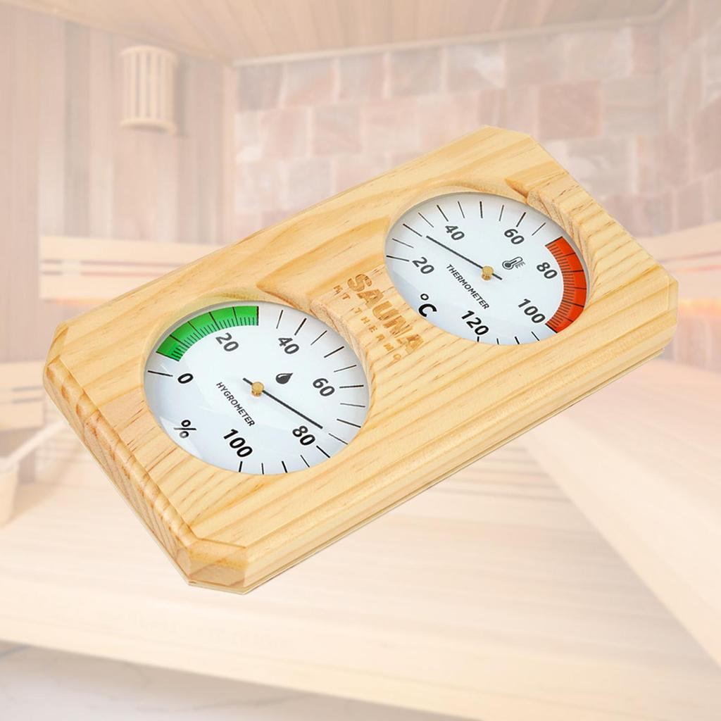 2-in-1 Hygrometer/hygrothermograph for Sauna, Made of Wood, Easy to Install. Temperature And