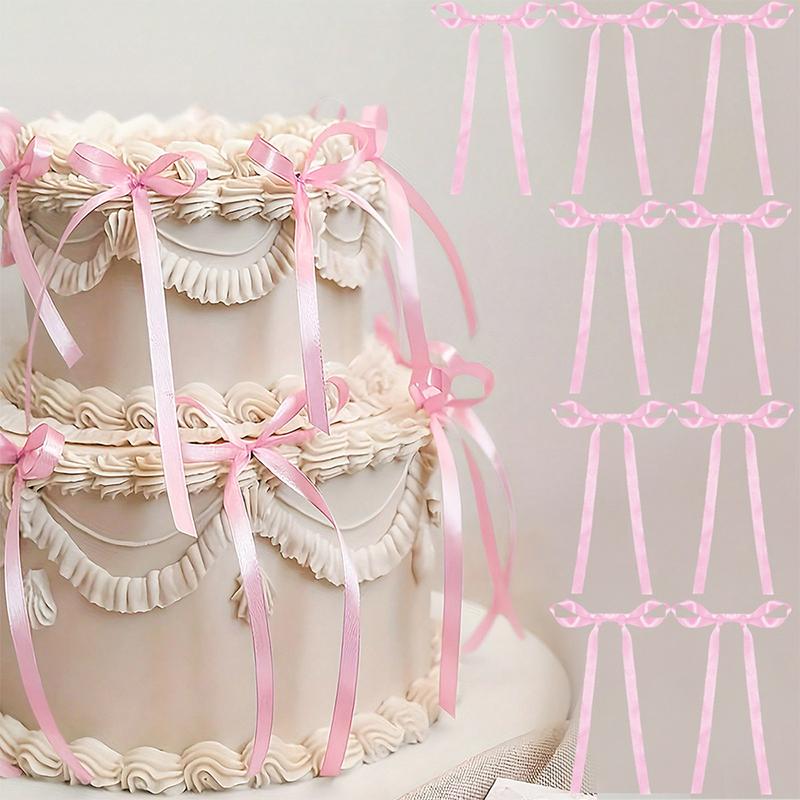 10Pcs Bow Ribbon Cake Decoration Desserts Home Decor Birthday Party Decor Kids Valentine'S Day Evening Events Cake Diy Decor