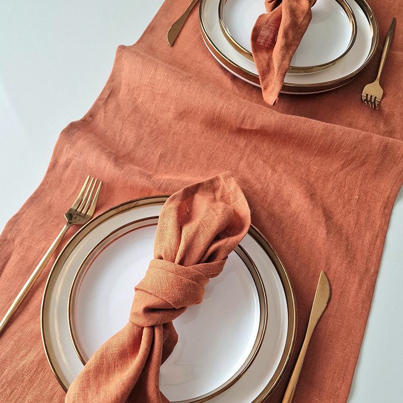 

Linen Table Runner Mitered Corners 100% Pure Linen Cloth French Flax Rustic Luxe 1 piece&30x240cm