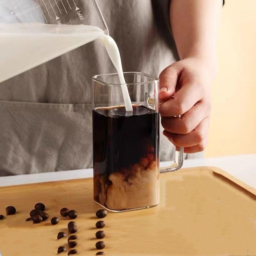 Ceai Paie Cană Pătrată De Băut Cu Capace Cafea Înghețată Mâner Unic Colorat