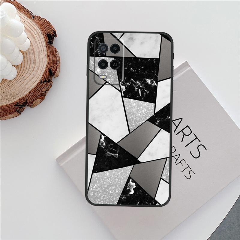 Marble Geometric Art Case For Oppo A96 A58 A18 A38 A78 A98 A17 A77 A80 A40 A60 A16 A76 A74 A94 A54 A15 A57S Cover