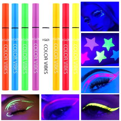 8 farger Fluorescerende Eyeliner Pen Lett å farge Flytende Eyeliner Quick Dry Body Paint Pen Langvarig øyesminke Kosmetikk