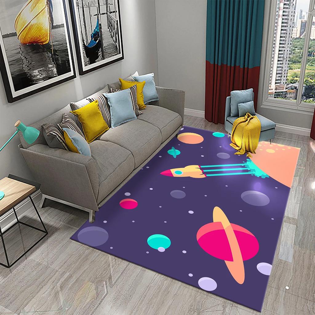 3D Cartoon Astronaut Rocket Carpet for Living Room Bedroom Decor Area Rug Kids Play Crawling Mat Floor Mats Kitchen Non-slip Rug