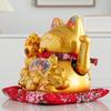 Ceramic Waving Fortune Cat Figurine for Home and Shop Decor