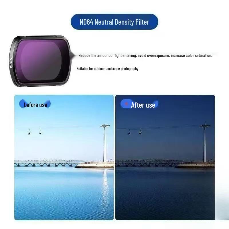 DJI Pocket 3 Filter Set: Wide-Angle, UV, Black Soft, ND Dimming, Light Transmission, and Brightness Adjustable Filters.