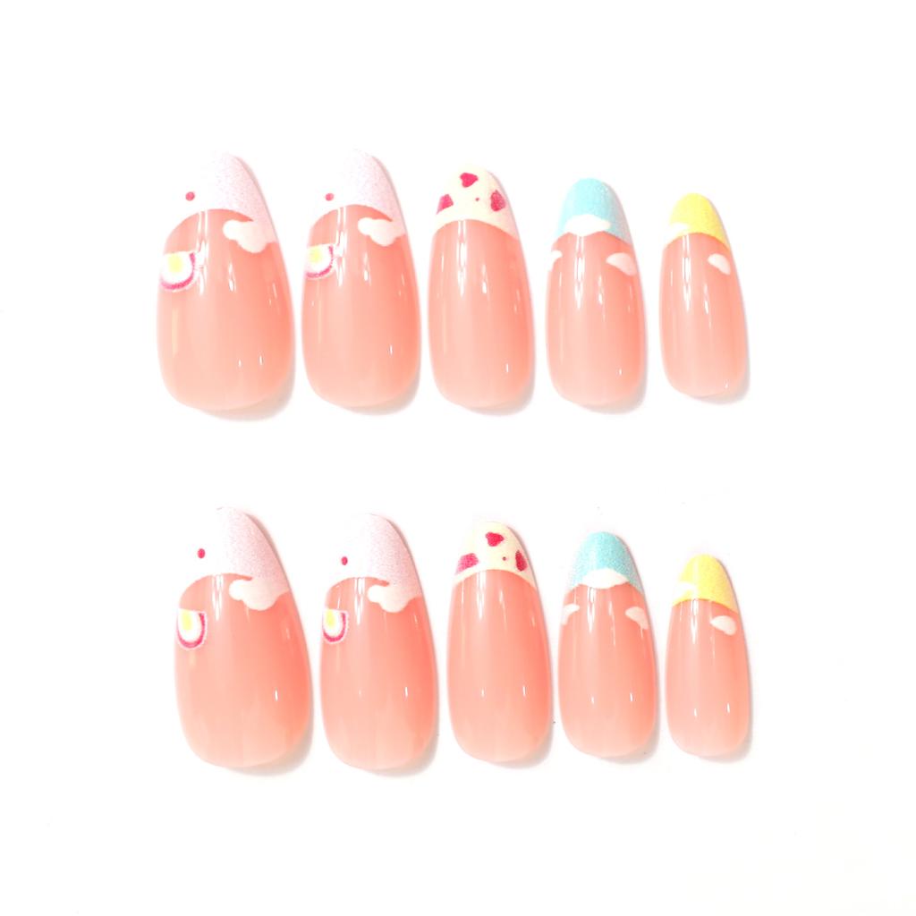 24 best-selling manicures, sweet and cute cartoon macarons, French clouds, almonds, and nail pads.