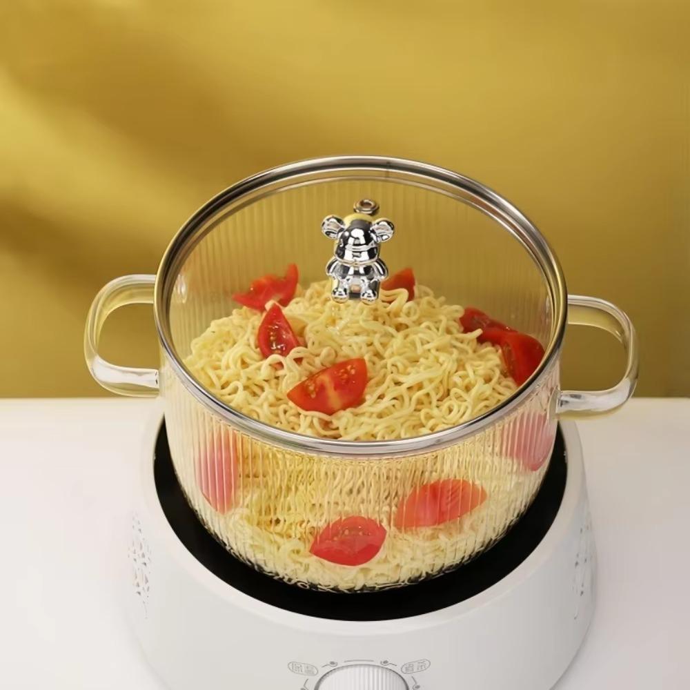 Binaural Griff Bär Glas Kasserolle Hitzebeständiger Kochtopf Ramen Schüssel Brei