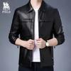 Neue Leder-Taschenjacke Herren Reißverschluss Slim Revers Lässig Lederjacke Dünn Herbst
