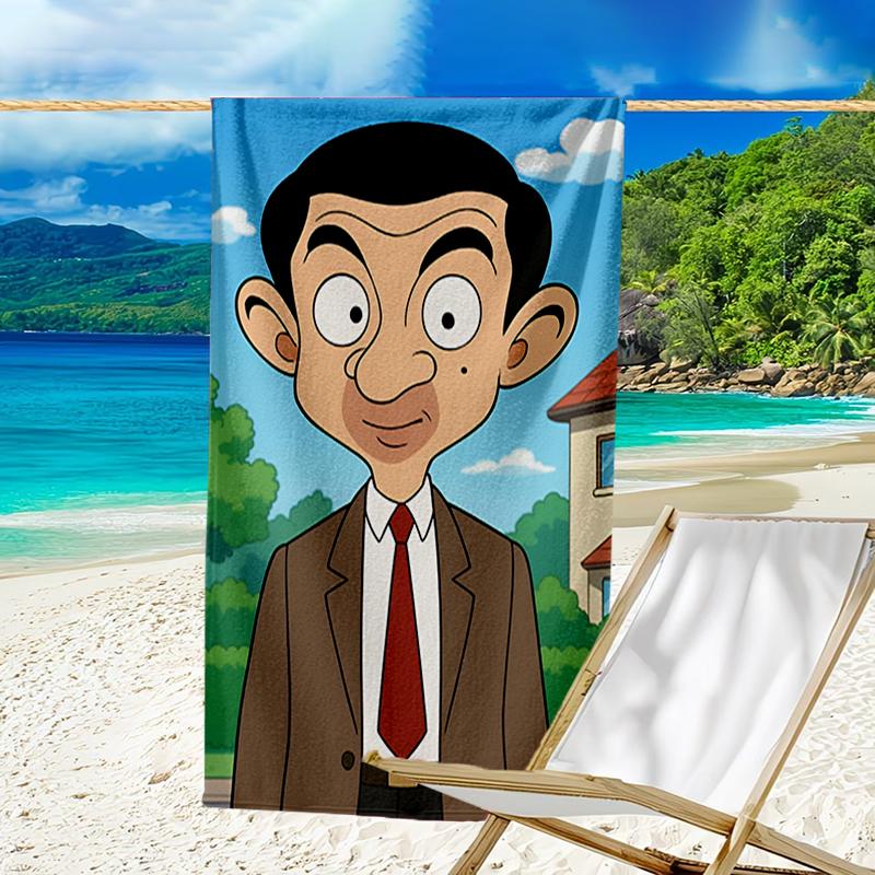 Serviette de Plage Ultra-Douce Thème Mr Bean, Idéale pour la Piscine - Camping, Plongée - Essentiel de Voyage Parfait, Serviette de Plage Vibrante.