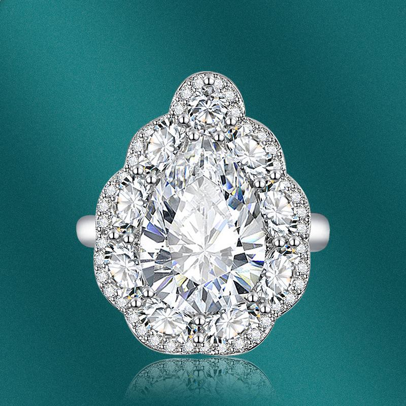 BELLA BOX Drop Shaped Opening Resizable Rings For Women Zircon Engagement Party Fine Jewelry Gift