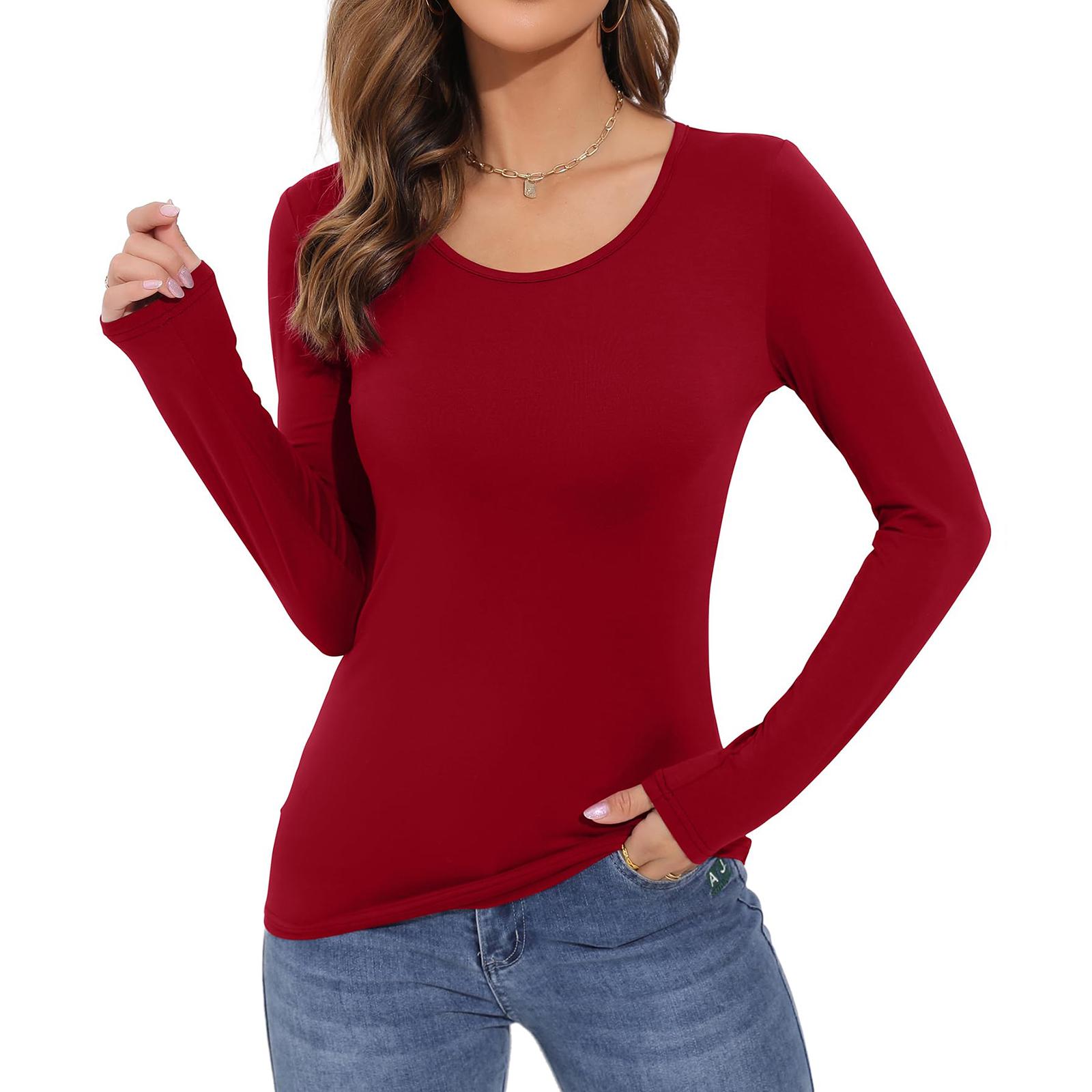 

Women s Comfortable Loose Fashionable And Casual Long Sleeve Elegant Commuting And Casual Top XS винний
