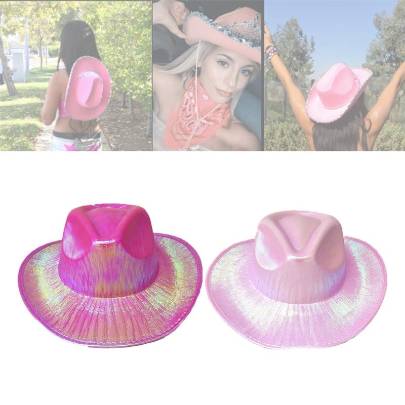 Funny Party Hats Cowboy Hat for Women Cowgirl Hat Cowgirl Costume Hat Space Cowboy Holographic Rave Hat