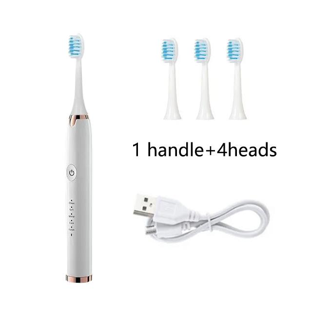 Sonický elektrický zubní kartáček Inteligentní načasování zubní kartáček pro dospělé Zubní kartáček Čisté bělení zubů Rychlé USB dobíjecí náhradní kartáček na zuby