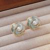 Vintage Light Luxury Crystal Flower Imitation Pearl Stud Earrings For Women Korean Exquisite Earring Jewelry Party Gifts