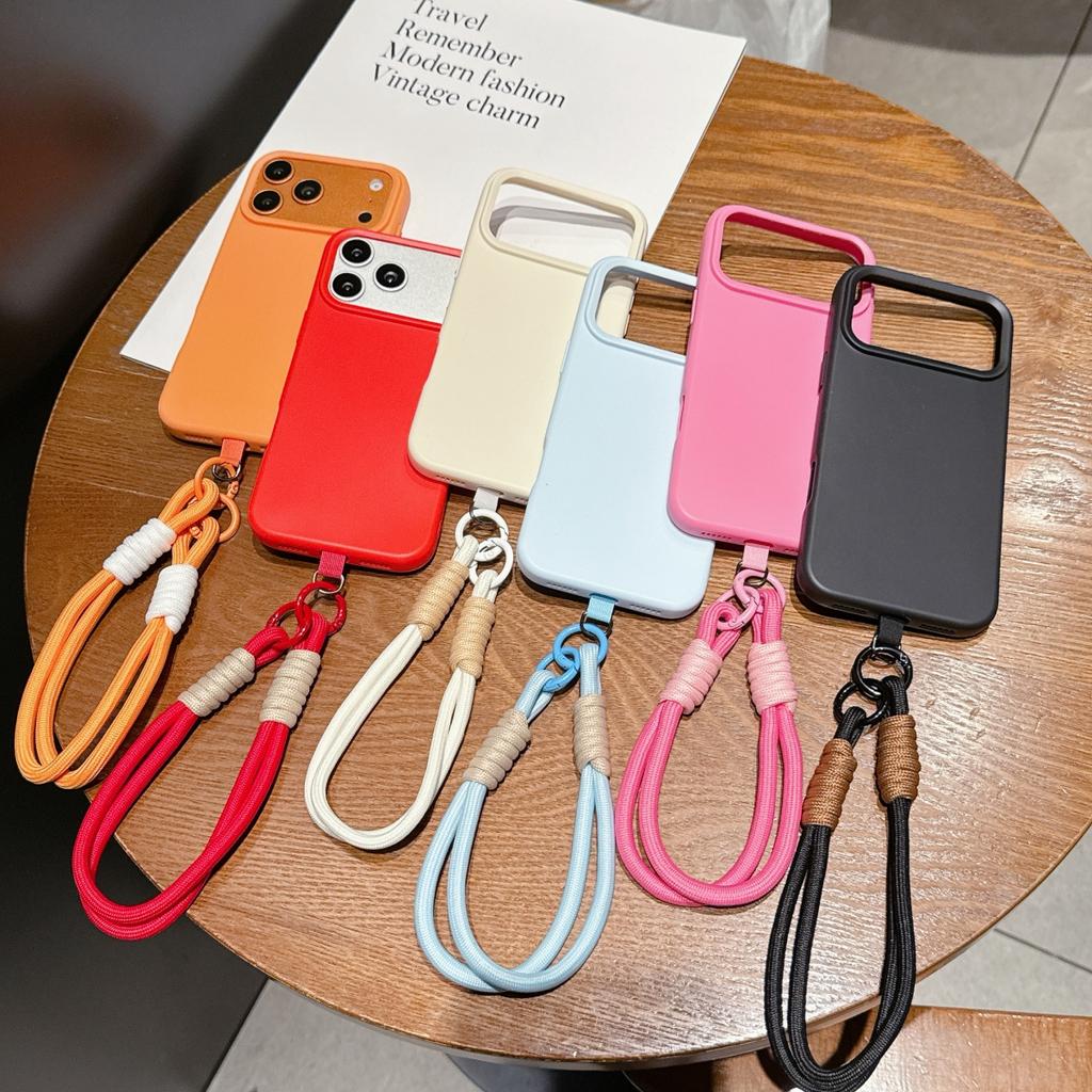 Lanyard Phone Case For iPhone 17 Pro Max 16 15 Plus 14 13 12 Air With Wrist Rope Anti-loss Shockproof Protection Cover