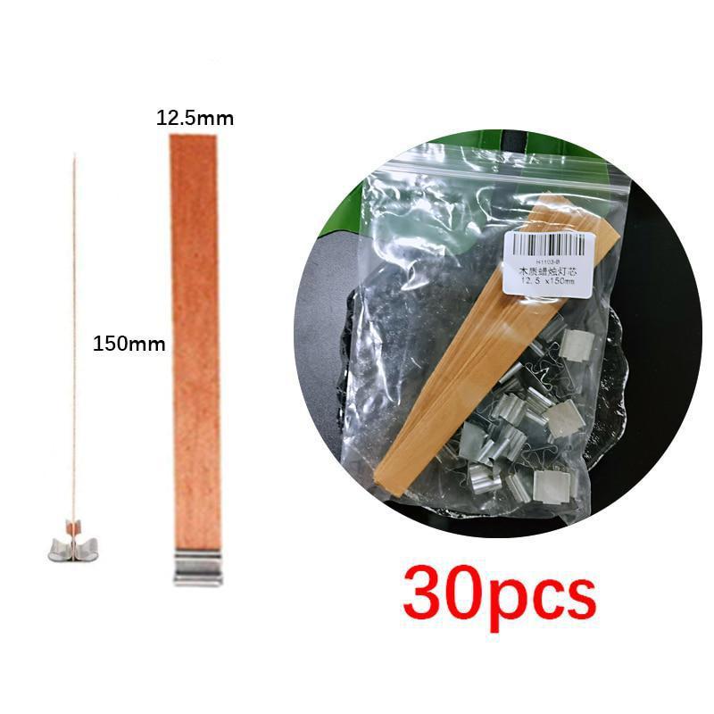 30 Pcs Candles Making Supplies Kit DIY Wooden Wicks Cores with Iron Base