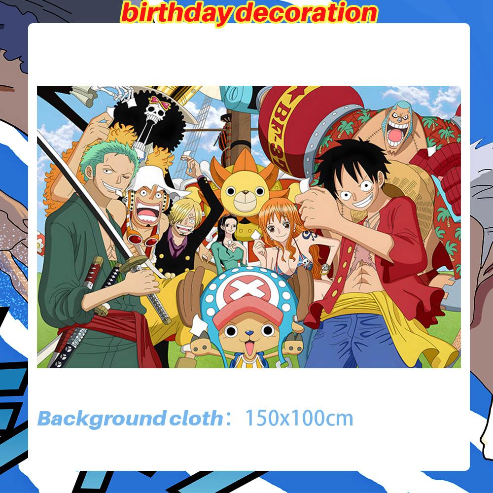 Dekoracje Urodzinowe One Piece Balon Luffy Zoro Jednorazowe Talerzyki Imprezowe Baner Dekoracja Tortu Torebki na Prezenty Chłopcy Akcesoria na Baby Shower