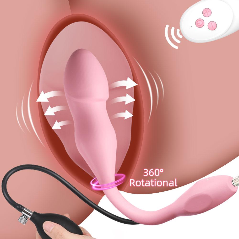 Remote Control 10 Speed Vibrating Inflatable Dildo Butt Plug Anal Dilator Vaginal Stimulation Sex Toy for Couples