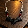Goth Jewelry Bat Pendant Necklace with Adjustable 41-50 cm Chain and Faceted Bead Detail for Daily Wear Costume Looks