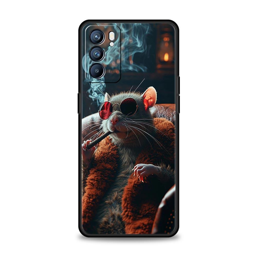 

Чехол для телефона Cover For Oppo A17 A31 A54 A57 A78 A79 Find X5 X6 Reno 7 8 10 11 12 13 F Pro Мягкий ТПУ Корпус Забавная Мышь Рок-н-Ролл Reno10