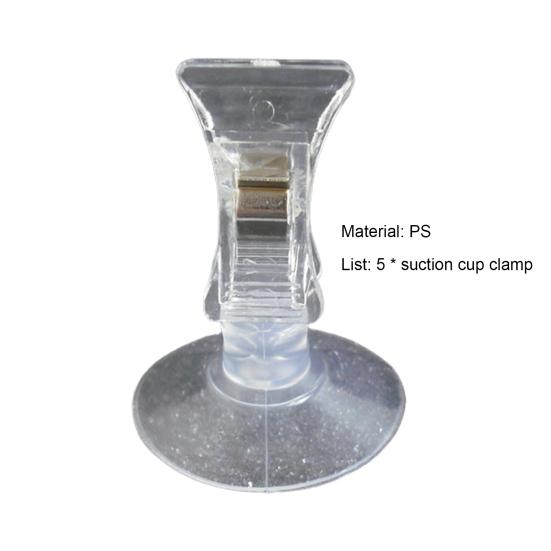 5Pcs Suction Cup Clips Stable Multi-use Transparent Wall Mount Round Suction Clamp Holder Household Supplies