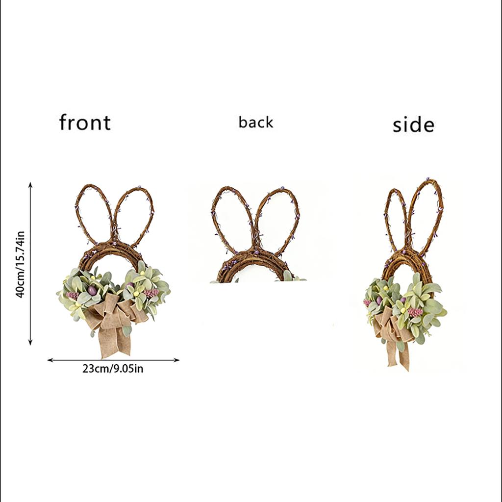 Easter Bunny Simulation Plant Decoration Flower Wreath Home Door Hanging Spring Decoration 15 Inches