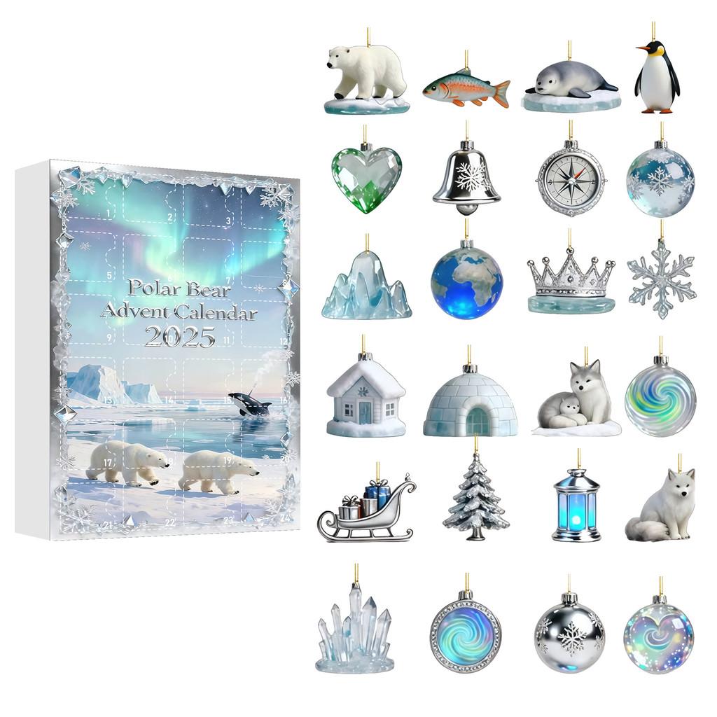 Christmas Countdown Calendar With Animal Themed Acrylic Ornaments For Holiday Decor And Gift Giving