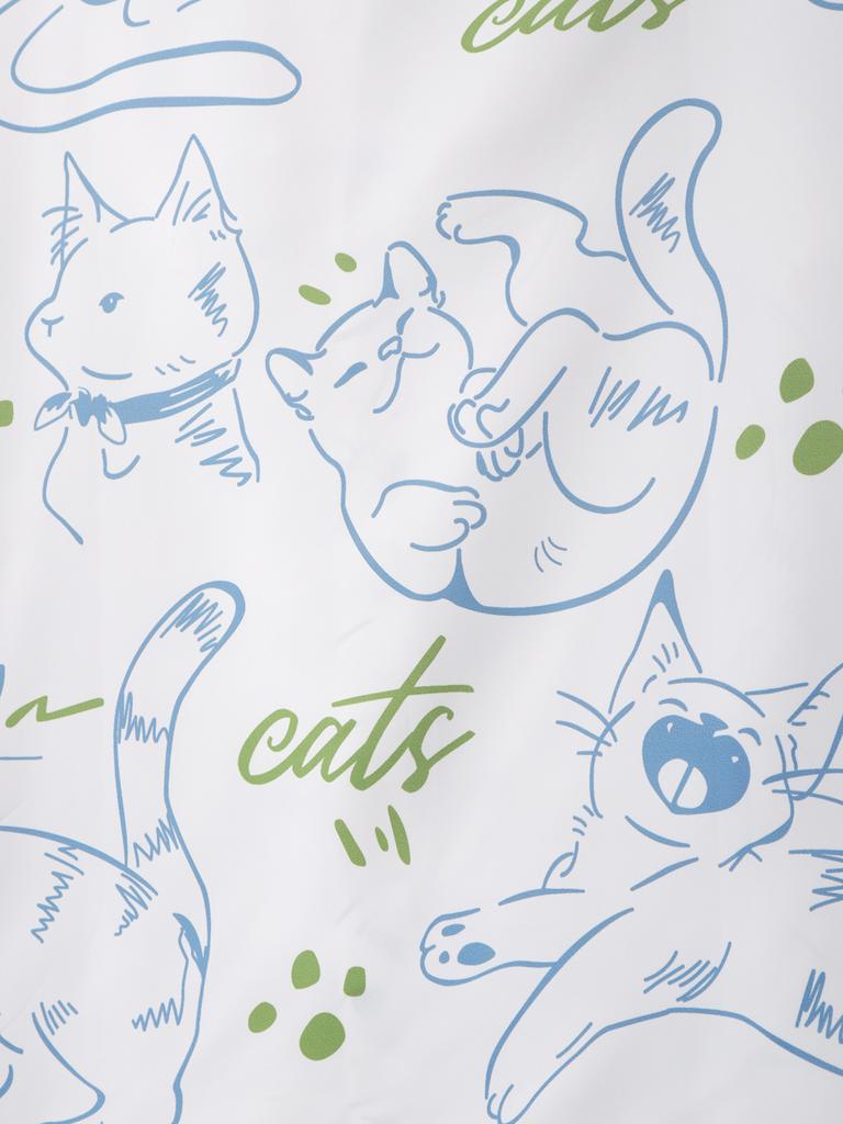 Oversized Loose Casual Cartoon Cat Prinr Hawaii Short Men Shirt Man American Printing Summer Versatile Couple Streetwear