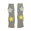 2024 College Style Ruched Fingerless Flower Gloves for Women – Autumn Winter Knitted Wool Warm Arm Sleeves