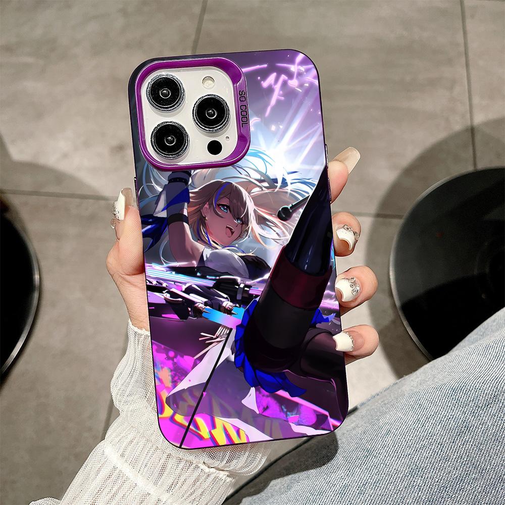 HSR Serval Purple Translucent Mobile Phone Case for iPhone 17 16 15 14 13 12 11 X XR XS Air Pro Max Plus Colorful Cover