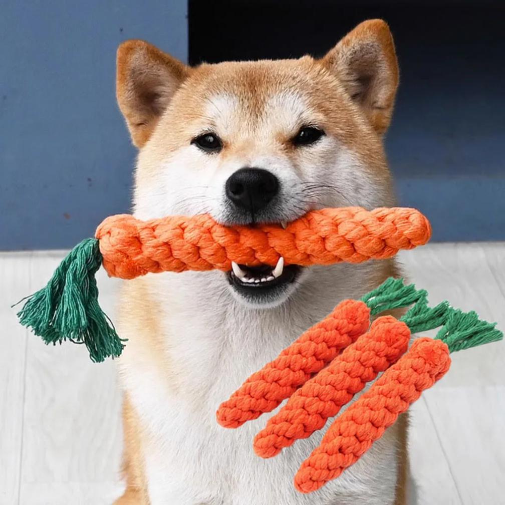 1 Pieza Cuerda de Zanahoria para Morder para Perro Juguetes para Perro Mascota Seguros Duraderos Trenzados para Morder Juguetes Masticables para Perro Resistentes para Cachorro Molar Limpieza de Dientes Cuerda de Algodón