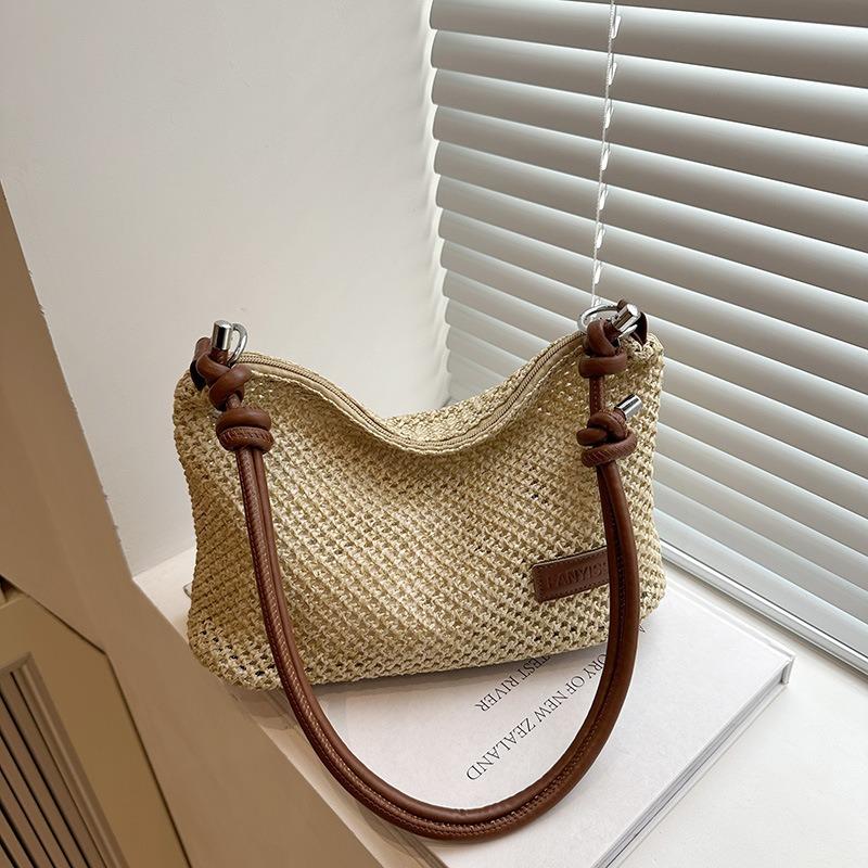 Hand Carry Casual Versatile Woven Bag Women, Summer New Fashionable Simple Straw Bag Trendy Shoulder Bag