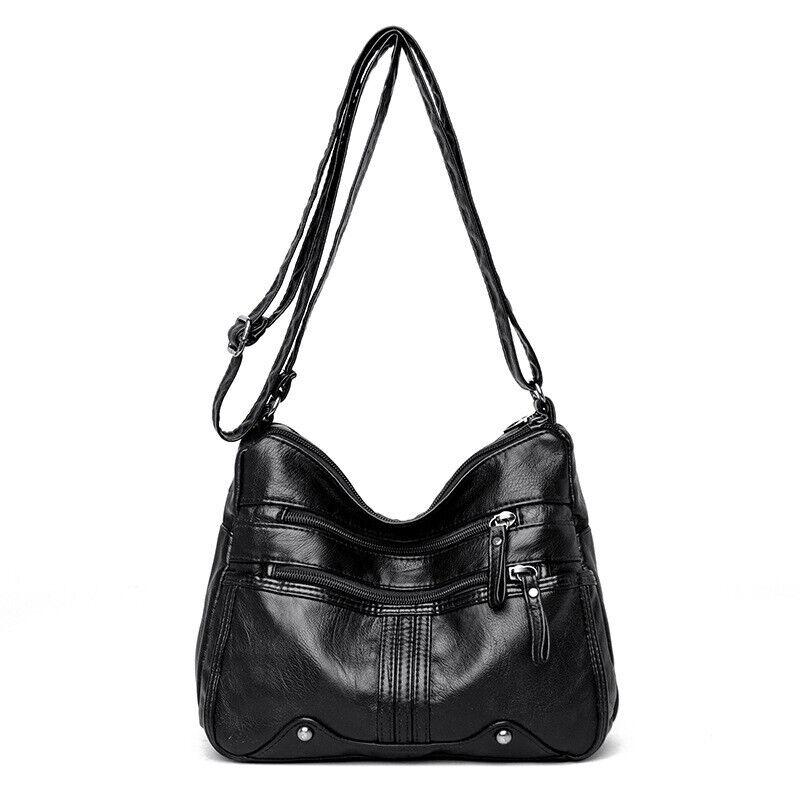 1Pc Women's Shoulder Bag Ladies Multi Pocket PU Messenger Handbag Cross Body Bags