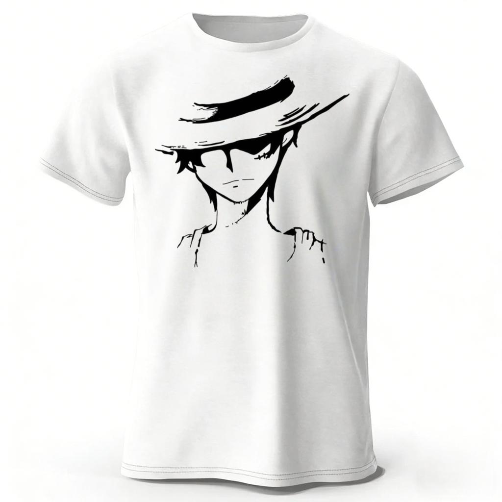 2026 Neues One Piece Luffy Reine Baumwolle Kurzarm Herren und Damen Modische Streetwear Übergröße Locker Sport T-Shirt