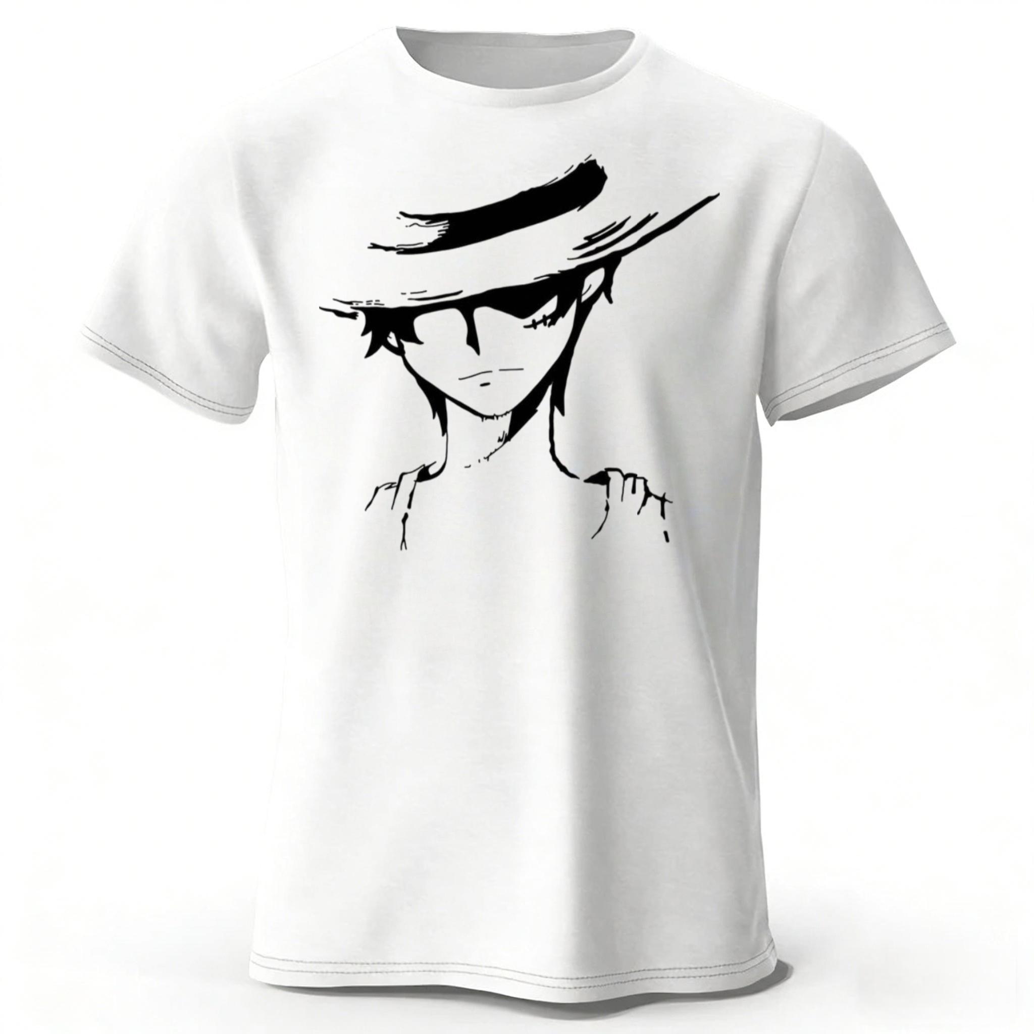 

2026 New One Piece Luffy Pure Cotton Short Sleeved Mens and Womens Fashionable Street Wear Plus Size Loose Sports Tshirt 4XL