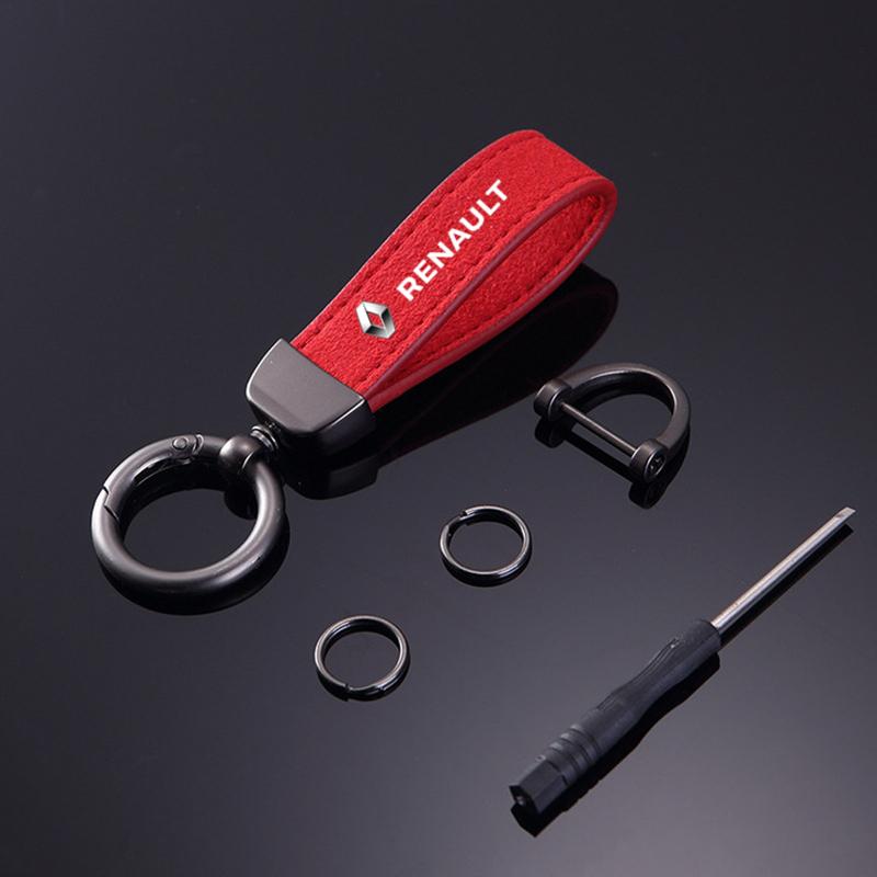 Hub Caps Fashion Suede KeyChain Horseshoe Buckle Key Ring Car Key Rings For Renault Megane 2 3 Clio Scenic Duster Kaptur Captur