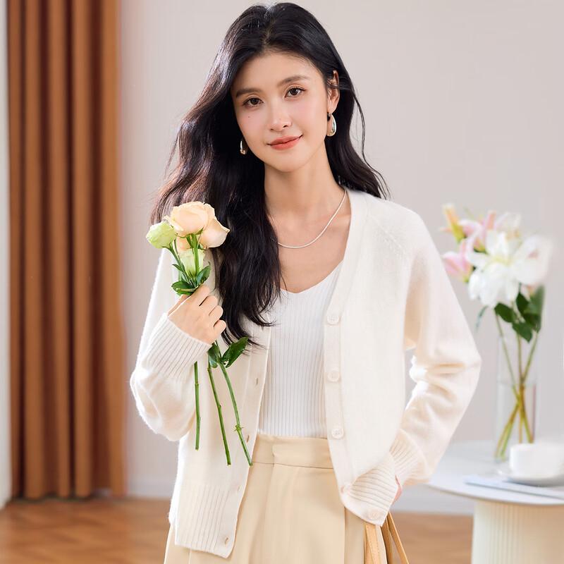 Women's 100% Merino Wool V-Neck Cardigan
