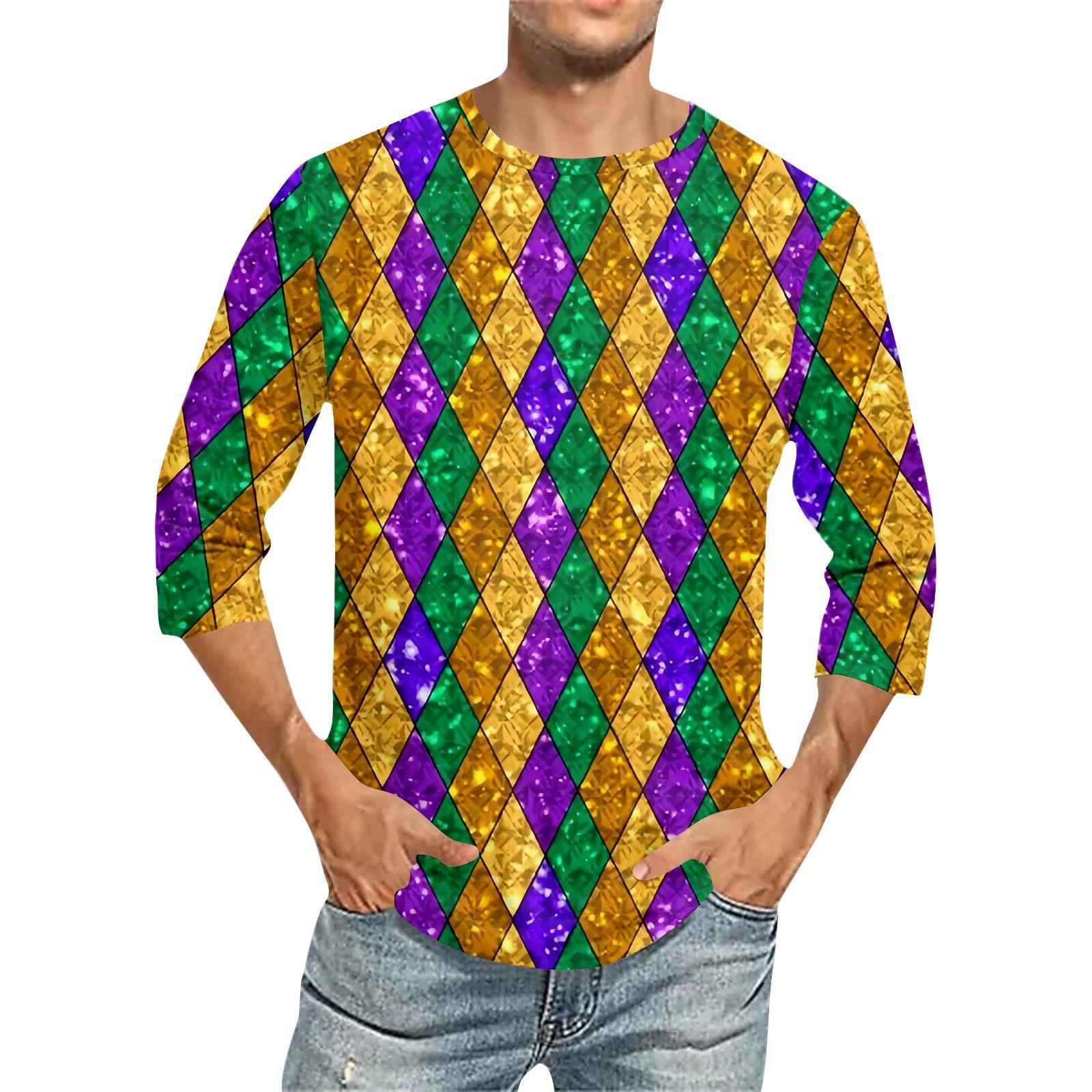 

Carnival Print - Men s Round Neck Short Sleeve Top XXXL