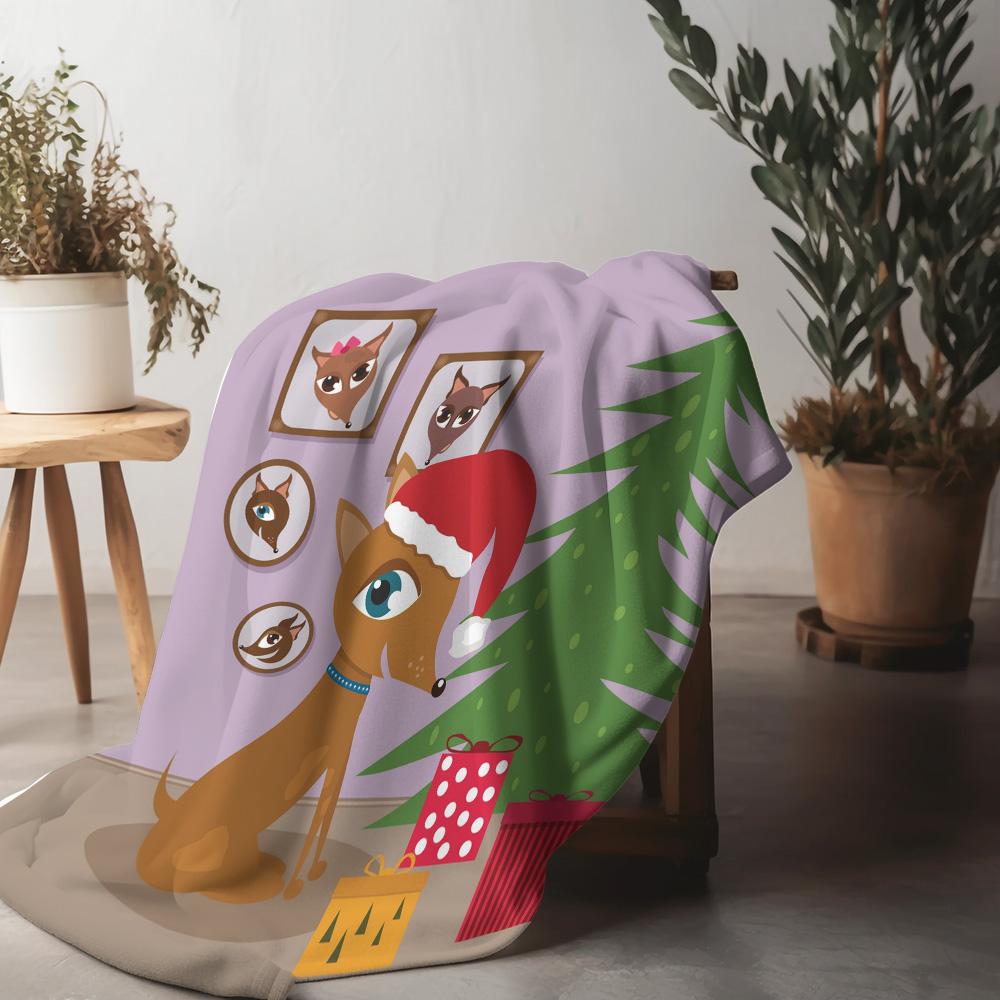 

Cute Dog Throw Blanket Soft Cozy Pet Animal Lover Gift Home Decor Warm Fluffy Bedspread Living Room Dorm Room Gift 75x90cm