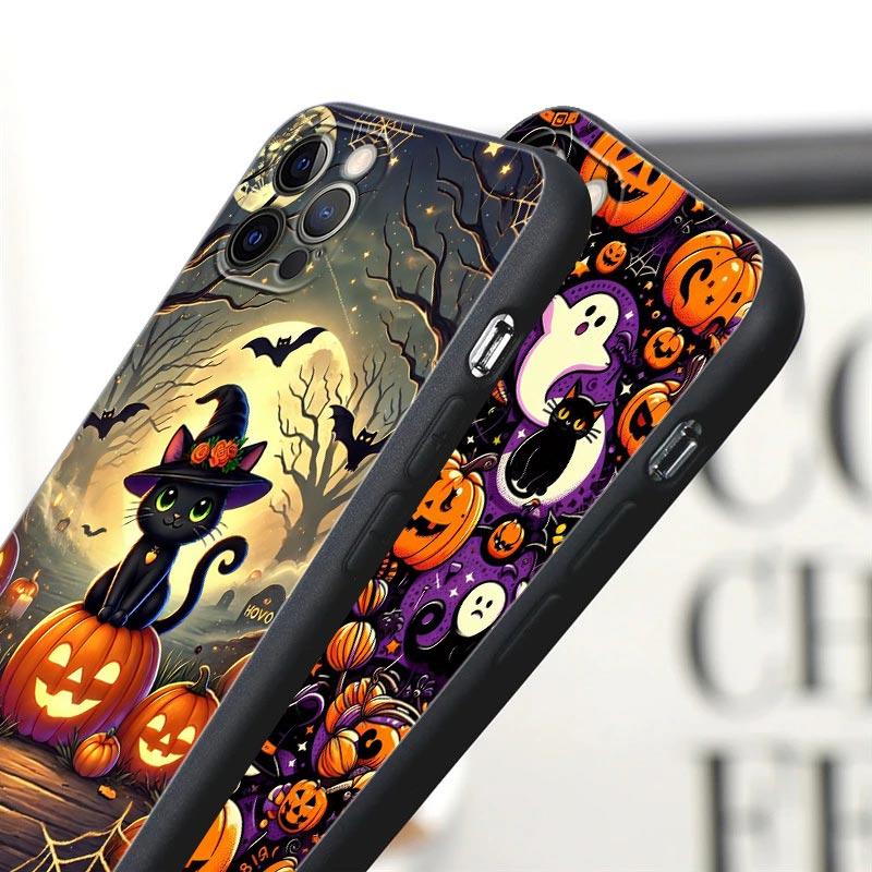 Happy Halloween Cat Pumpkin Phone Case For Apple iPhone 17 16 15 14 13 12 11 Pro Max 16 Plus 17Air 17PM Back Cover Silicon Funda