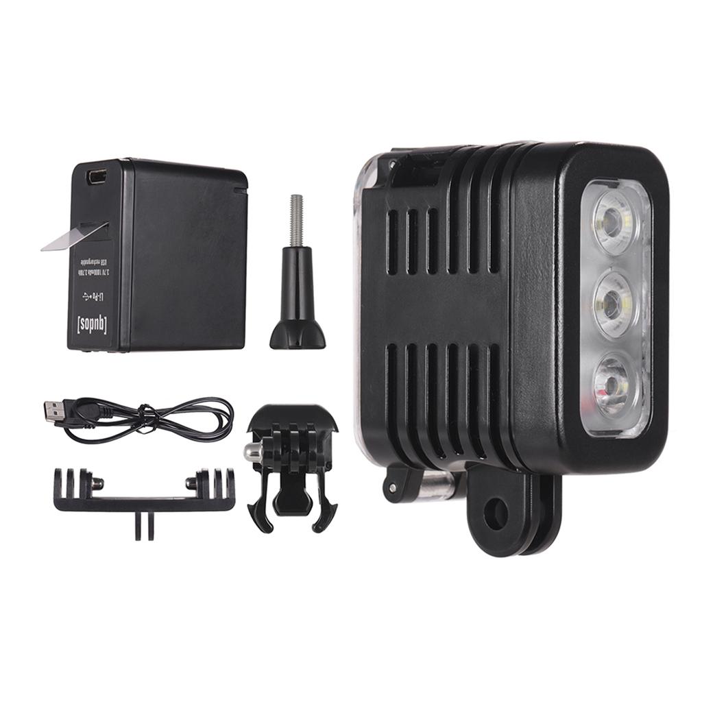 Waterproof LED Video Light Diving Light 5500 6000K 300Lux Underwater 30m Wide Angle Micro USB Charging for GoPro Hero 7