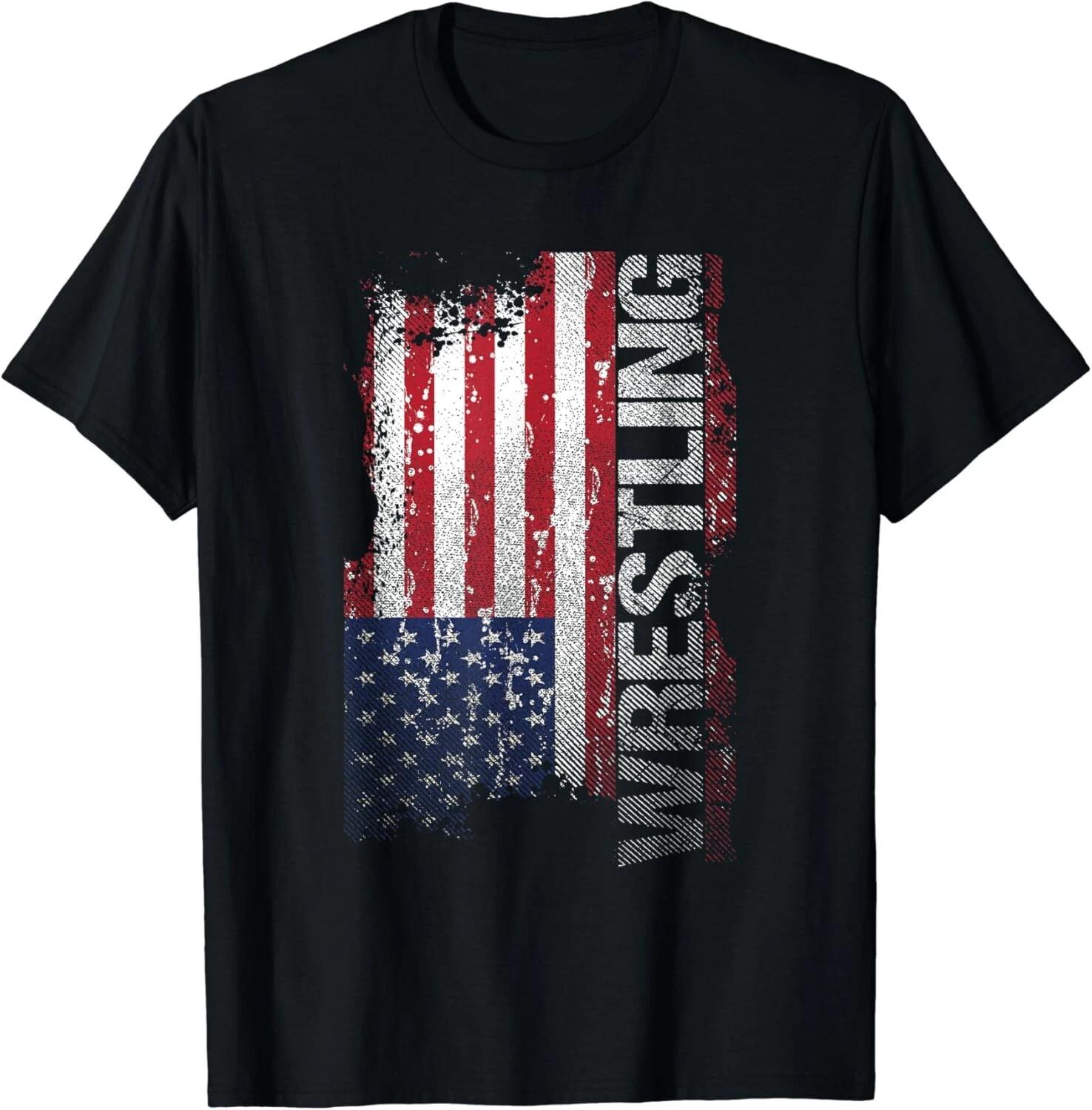 

USA Flag folkstyle Wrestling T-Shirt_ College Wrestlers Tee Gift Unisex T-Shirt 4XL