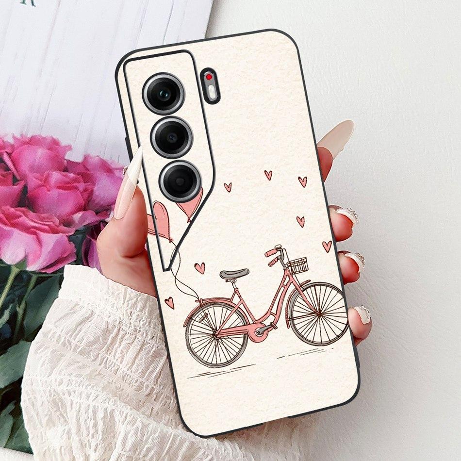 For Tecno Camon 40 Pro 4G Camon40 Elegant Floral Cat Phone Case For Camon 40 40Pro 4G CM6 CM5 Black Silicone Soft Cases Bumpers