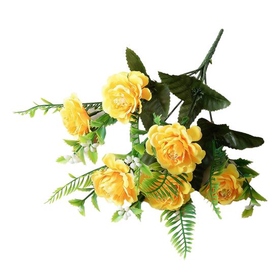 Artificial Chrysanthemum Flower Fake Silk Mums Flower Bouquet with 6 Heads Blooms Faux