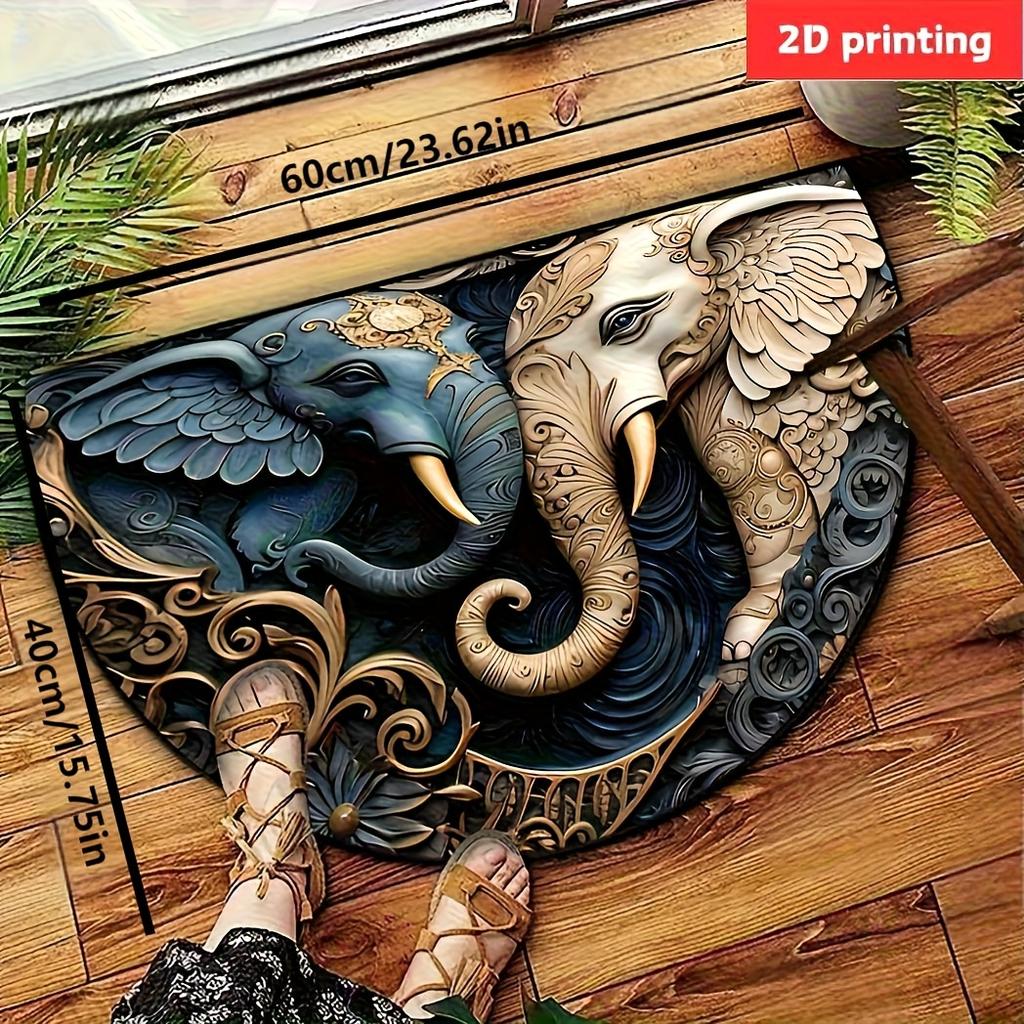 VIKAMA Sacred Elephant Carpet A Majestic Floor Mat Doormat Good Luck Welcome Mat Rug For Bedroom Carpet For Live Room Home Decor