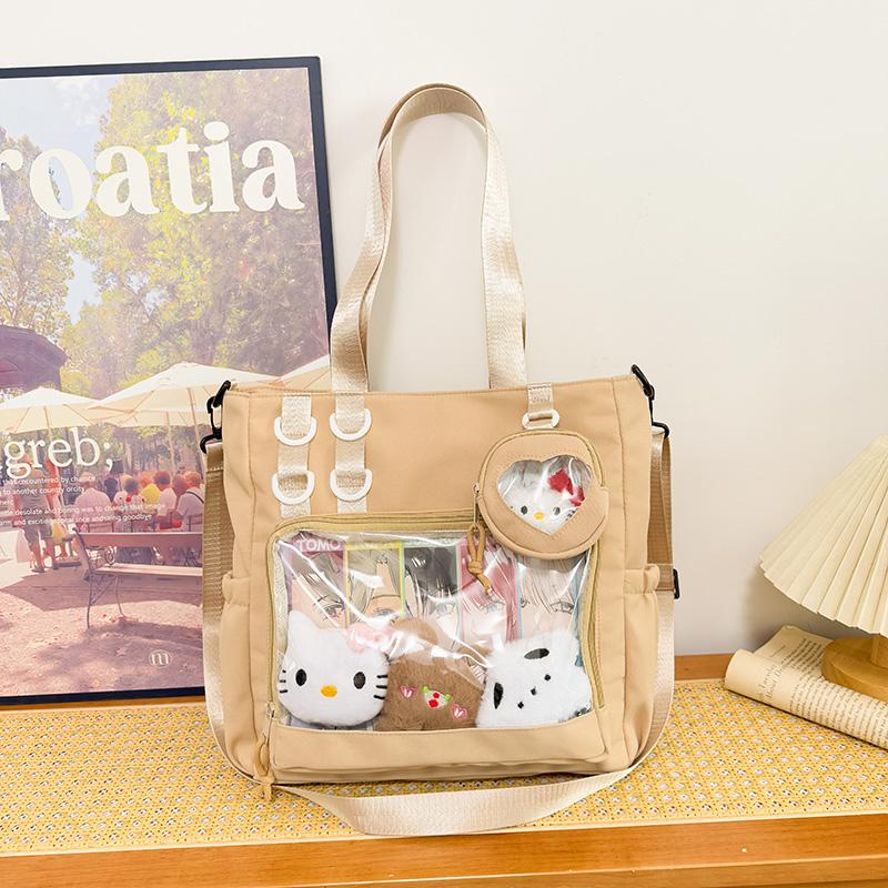 Large Capacity Clutter Bag Transparent Nylon Shoulder Bag Women's Tote Bag