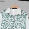 ZANZEA Seturi costume casual din două piese pentru femei, bluză cu mâneci 3/4 cu imprimeu și pantaloni