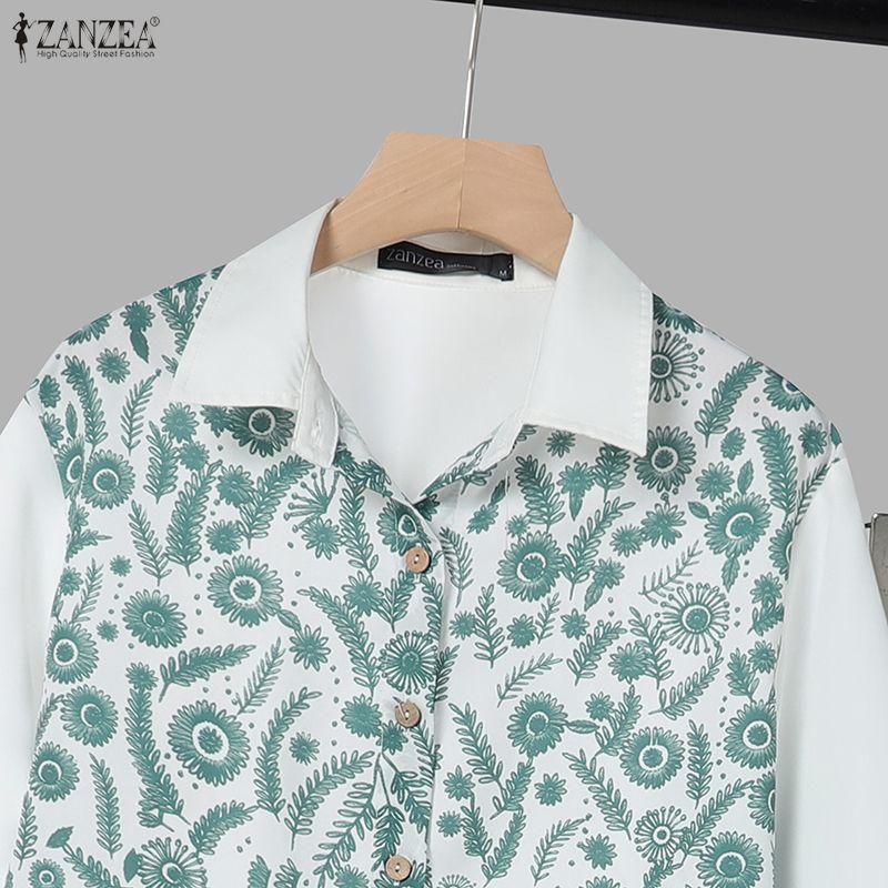 ZANZEA Seturi costume casual din două piese pentru femei, bluză cu mâneci 3/4 cu imprimeu și pantaloni