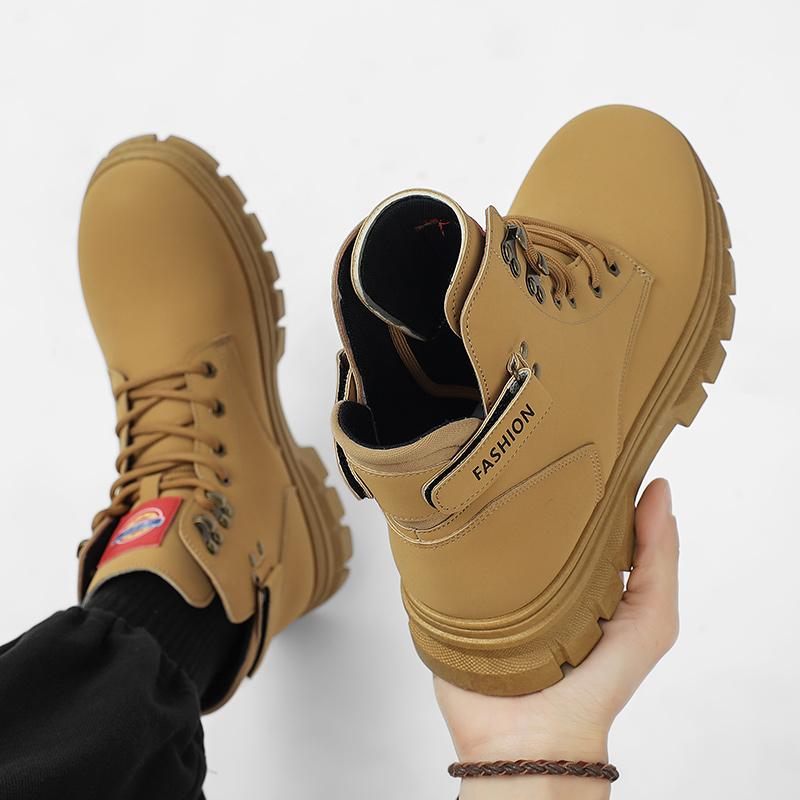 New Fashion Autumn And Winter Men's High Top Martin Boots Students Male Boys Trending Soft Sole Work Shoes Labor Protection Martin Sneakers